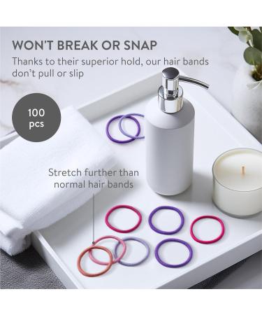 H&S 100pcs x 4mm Non-Metal Hair Bands for Women & Men - Pink - Elastic Seamless Ponytail Holders for Thick Hair Types - Buy Online on GoSupps.com