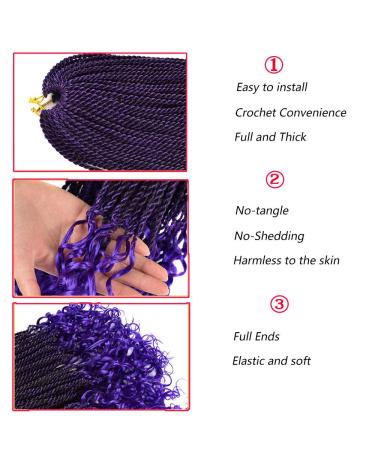 5 Packs 18 Inch Box Braids Crochet Hair with Curly Ends in 1B/Purple | Synthetic Extensions for Women - Goddess Senegalese Twist - Buy Online on GoSupps.com