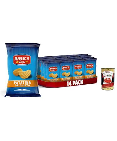 Italian Gourmet E.R. AMICA Chips La Patatina Grigliata Gluten Free Snack Grilled Chips Gluten Free Snacks Sunflower Oil 14 x 100 g with Italian Gourmet Pulp 400 g