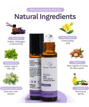 Relax Essential Oil Roll On 10ml - Lavender Aromatherapy Massage Skincare - Premium Essential Oil Roller by Secret Garden - Buy Online on GoSupps.com