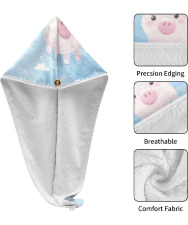 Buy Pink Pigs Blue Sky Hair Towel 2 Pack - Super Absorbent Quick Dry Hair Turbans for Women & Girls - Buy Online on GoSupps.com