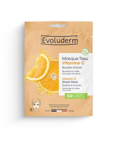 Evoluderm EVOLUDERM - Vitamin C Radiance Booster Tissue Mask - 94% Natural Organ Ingredients - 18 ml - Frabircation Fran aise