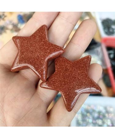 Natural Crystal Rough Specimen 2pcs Natural Crystal red Golden Sand Carved Star Figurine Halloween Decor Aesthetic Feng Shui Crystal Witch Gifts