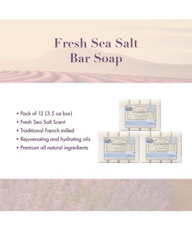 A LA MAISON Fresh Sea Salt Bar Soap - Triple French Milled Moisturizing Hand Soap (12 Bars x 3.5 oz) - Buy Online on GoSupps.com