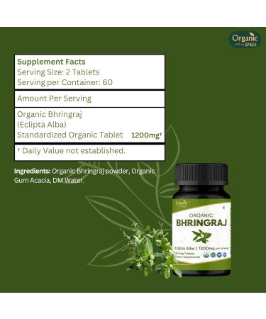 ORGANIC SPREE Bhringraj 120 Tablets | Eclipta Alba (Bhringraj) | USDA Organic Certified | Ayurvedic Hair Care* | Organic and Natural 120tab - Pack of 2 - Buy Online on GoSupps.com