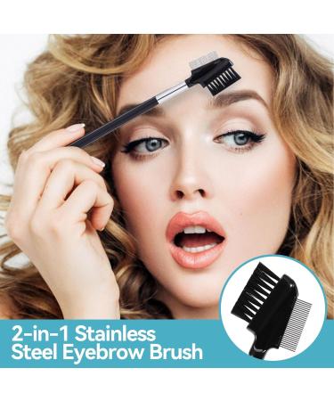 Makeup Eyebrow Brush Double-Sided Eyelash Comb Brush Stainless Steel Eyebrow Eyelash Shaper Comb for Separating Lashes Eliminating Mascara Clumps and Grooming and Shaping Brows - Buy Online on GoSupps.com