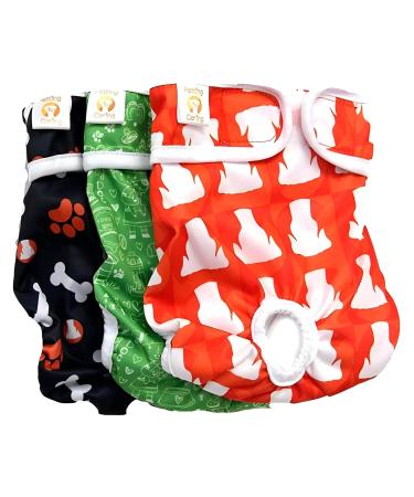 PETTING IS CARING Washable and Reusable Dog Diapers Male 3 Pack M EXCLUSIVE DESIGN