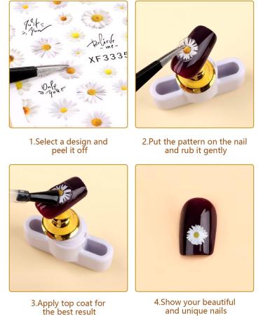 Kalolary Sunflower Daisy Nail Stickers 12 Sheets 3D Nail Polish Sunflower Stickers Blossom Flowers Nail Art Self-Adhesive DIY Nail Decal for Nail Accessories Decorations - Buy Online on GoSupps.com