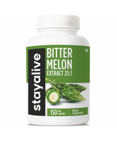 STAY ALIVE Extra Strength Bitter Melon Capsules, 10% Bitter Principles, 150 Pills, 25X Concentrated Powder, 5 Month Supply, Non-GMO & Gluten Free Momordica Charantia Supplement