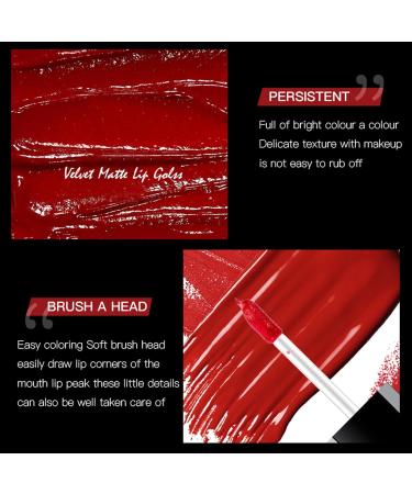 Matte Lipstick Red Lipstick Smooth Waterproof Highly Pigmented Velvet Lipstick Lip Gloss Full-Coverage Lip Color Lipsticks Professional Lipstick Cosmetics Make Up Gifts (#06) - Buy Online on GoSupps.com