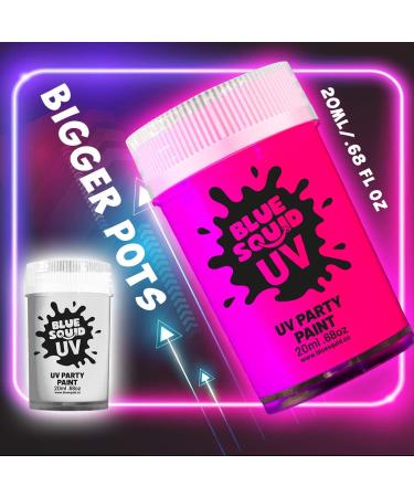 Blue Squid Fluorescent Glow Face & Body Paint Kit - Set of 8 Neon Colors for UV & Blacklight | Includes Free UV Flashlight | Festive Glowing Makeup - Buy Online on GoSupps.com