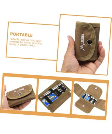 Beavorty Khaki Travel Organizer for Men - Safety Razor & Beard Care Bag 11x7cm - Buy Online on GoSupps.com