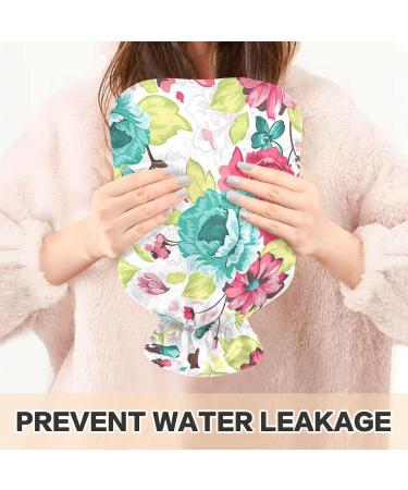 NAANLE 2L Hot Water Bottle with Cover - Red Flower Watercolor | Back Pain Relief & Hot/Cold Therapy - Buy Online on GoSupps.com