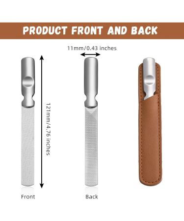 3-Piece Stainless Steel Nail File Set with Leather Case - Double Sided Heavy Duty Manicure Tools in Brown Sheath - Buy Online on GoSupps.com