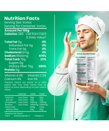Sodium Alginate 100% Food Grade 8 Oz - Natural Thickening Powder & Gelling Agent for Cooking - Buy Online on GoSupps.com
