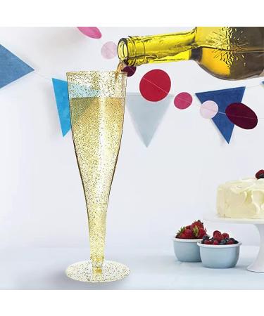 MR.FOAM Disposable Champagne Flutes - 6PC Gold Glitter Plastic glasses for Parties - 6.5 OZ - Buy Online on GoSupps.com