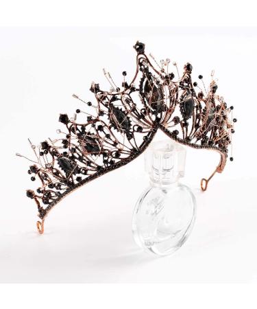 Aceorna Baroque Queen Crystal Wedding Crown - Black Rhinestone Tiara for Women - Buy Online on GoSupps.com