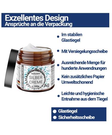 Buy 100g Colloidal Silver Cream 40ppm - 100% Pure & Stable Effective Cosmetic Solution for International Shipping - Buy Online on GoSupps.com