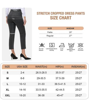 PUWEER Women's Stretch Ankle Dress Pants - Business Casual Capri Work Pants with Pockets, Dark Grey, Small (Petite) - Buy Online on GoSupps.com