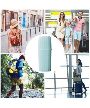 Higyee Travel Toothbrush Case & Organizer | Toothbrush Cup & Toothpaste Holder for School & Camping - Blue - Buy Online on GoSupps.com