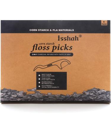 Natural Charcoal Dental Floss Picks - 200 Count | BPA Free, Vegan, Eco-Friendly by Isshah - Buy Online on GoSupps.com