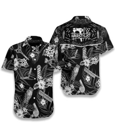 HYPERFAVOR Tropical Barber Shirts for Men- Casual Short Sleeve Barber Shirt Men- Unique Barber Hawaiian Shirts for Men Medium V2 - Buy Online on GoSupps.com