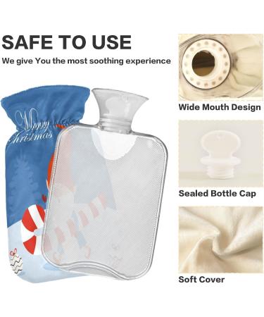 Christmas Hot Water Bottle with Soft Fleece Cover - 2 Litre Comfort for Hot & Cold Therapy - Buy Online on GoSupps.com
