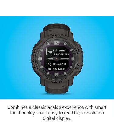 Garmin Instinct Crossover Solar  Rugged Hybrid Smartwatch with Solar Charging Capabilities  Analog Hands and Digital Display  Graphite Graphite Solar - Buy Online on GoSupps.com
