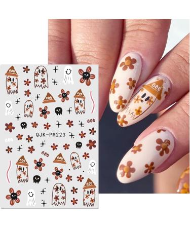 JMEOWIO 9 Sheets Halloween Nail Art Stickers Decals Self-Adhesive Colorful Flower Ghost Pumpkin Nail Supplies Nail Art Design Decoration Accessories - Buy Online on GoSupps.com