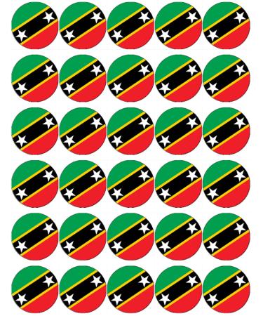 30 Saint Kitts and Nevis Flags Cupcake Toppers Edible Wafer Paper Fairy Cake Toppers Birthday Cake Decorations