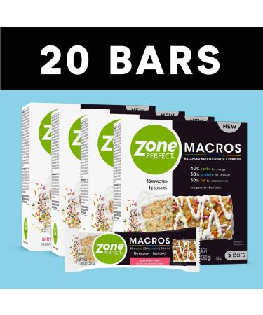 Zone PERFECT Macros Protein Bars Birthday Cake - 20 Count - Buy Online on GoSupps.com