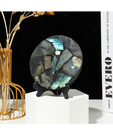 Crystal Rough Natural Labradorite Polished Slice Flash Labradorite Gemstone Slice for Reiki Collection Home D cor Rock Quartz CrystalOrnament Specimen + Pedestal - Buy Online on GoSupps.com