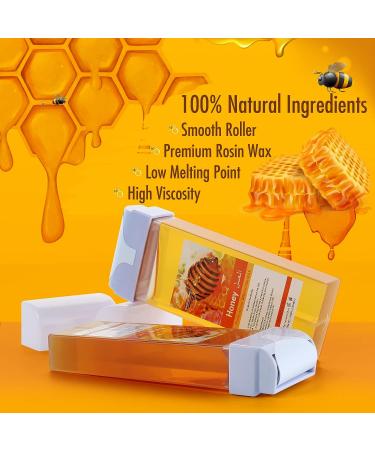 Roll On Wax Roller Kit for Hair Removal - Portable Waxing Kit with 2 Honey Roller Wax Cartridges & 100 Wax Strips - Large Area Hair Removal at Home - Buy Online on GoSupps.com