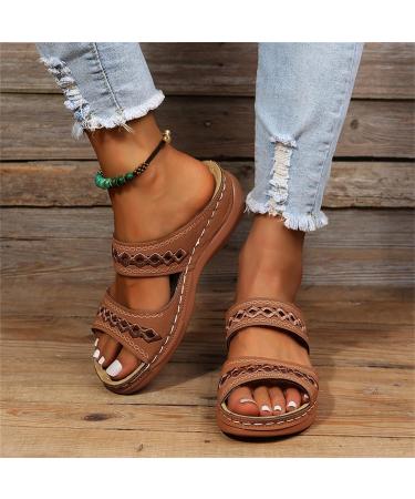 Lausiuoe Women's Orthotic Walking Sandals with Arch Support - Brown - Size 9 - Buy Online on GoSupps.com