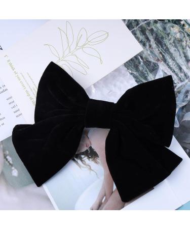 Inilbran Vintage Satin Bow Hair Barrettes Large Velvet Bow Hair Clips Winter Ribbon Bow Head Clip Barrette French Bowknot Hairclips Decorative Hair Accessories for Women and Girls Headdress(Black 2) - Buy Online on GoSupps.com