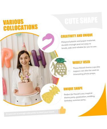 TOPBATHY 125 Pcs Flamingo Card Gold Decor Hawaiian Toothpicks Toppers Dessert Insert Topper Cake Plastic - Buy Online on GoSupps.com