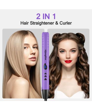 Mnsyflns 2-in-1 Ceramic Hair Straightener & Curler Purple - Lightweight Styler for Women & Girls, Temperature 120-200 - Buy Online on GoSupps.com