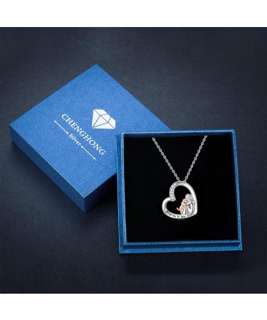 Chenghong 925 Sterling Silver Dog Pendant Necklace with Crystals Perfect Gift for Dog Lovers | Elegant Dog Jewelry for Women in Silver & Rose Gold - Buy Online on GoSupps.com