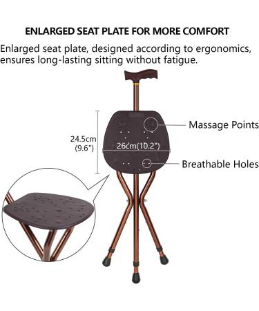 LINGTHIN Walking Stick with Seat for Men | 136kg Capacity | Height Adjustable & Foldable | Dual-Use Cane and Stool for Elderly & Disabled - Buy Online on GoSupps.com