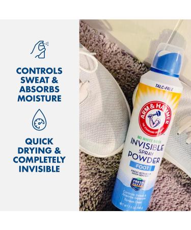 Arm & Hammer Invisible Foot Powder Spray - Talc-Free Foot Odor & Sweat Control - 7 Oz - Men & Women - 1 Pack - Buy Online on GoSupps.com