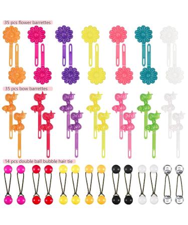 84-Piece Colorful Self Hinge Hair Barrettes & 17mm Ball Ponytail Holders Set for Girls - Elastic 80s 90s Hair Clip Pins Accessories - Buy Online on GoSupps.com