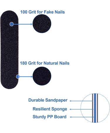 50 Pack Small Nail Files - 3.6 Emery Board for Acrylic & Natural Nails, 100/180 Grit Fingernail Filer Set - Buy Online on GoSupps.com