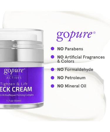 goPure Neck Cream with Repair Complex - Pro-Active Lift Neck Firming Cream - 1.7 oz - Tighten & Smooth Neck Wrinkles - Buy Online on GoSupps.com