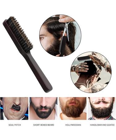 Hard Bristle Bartbrush - Professional Wooden Handle Beard & Hair Brush for Men - Dark Brown - Buy Online on GoSupps.com