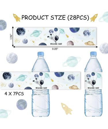 Fangleland Outer Space Baby Shower Water Bottle Labels - 28pcs Solar System Welcome Baby Wrappers for Gender Reveal Decor - Personalized Astronaut Supplies - Buy Online on GoSupps.com