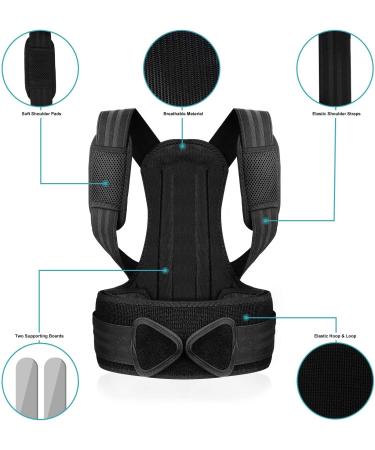 True Face Posture Corrector for Men Women Kids | Adjustable Back Brace for Pain Relief | Improve Posture | Breathable Support (Black, L) - Buy Online on GoSupps.com