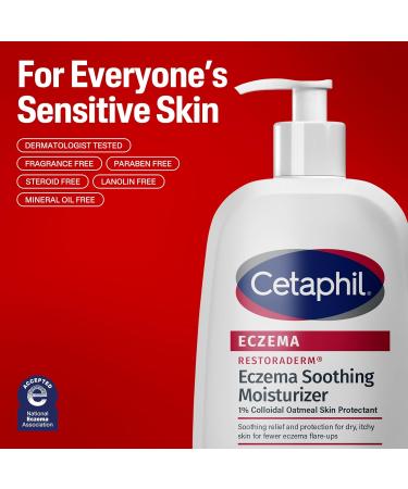 CETAPHIL ECZEMA RESTORADERM Soothing Moisturizer For Eczema Prone Skin 16 oz Fewer Symptom Flare-Ups 48 Hour Hydration 1% Skin Protectant Colloidal Oatmeal Steroid Free Doctor Recommended Brand Unscented 16 Fl Oz (Pa  - Buy Online on GoSupps.com