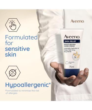Aveeno Skin Relief Moisturising Hand Cream With Soothing Triple Oat Complex & Shea Butter Suitable For Sensitive Skin Intense Hydration Help s Relieve Dry and Tight Skin Unscented 75ml - Buy Online on GoSupps.com
