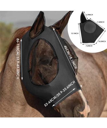 Anti-Fly Horse Mask with Ear Protection | Breathable Mesh UV & Mosquito Defense | Elastic Black Design - Buy Online on GoSupps.com