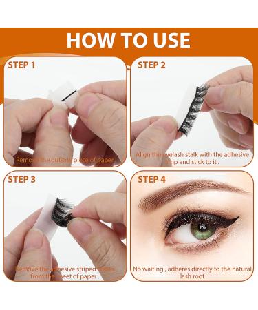 WLLHYF 40 Pieces Self Adhesive Lash Strips for Fake Eyelashes No Glue Apply Self Adhesive Eyeliner Lashes Strips Waterproof Natural Look(Black - Buy Online on GoSupps.com